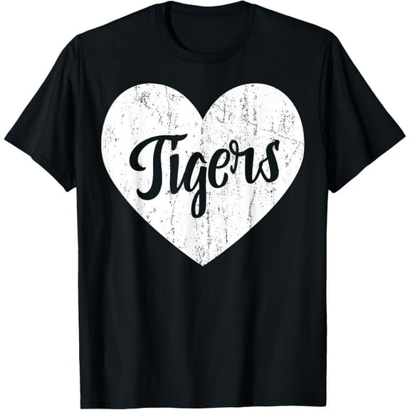 Tigers School Sports Fan Team Spirit Mascot Cute Heart Gift T-Shirt