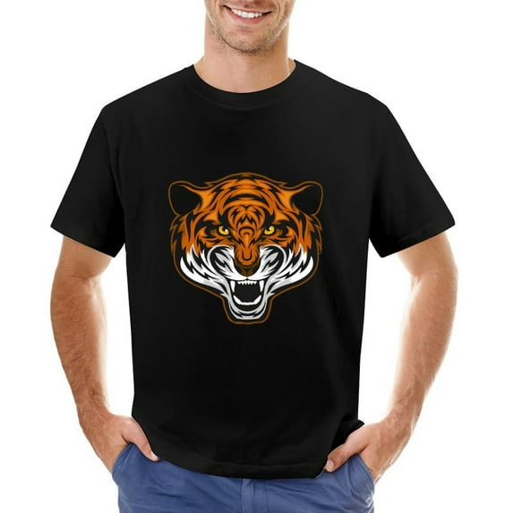 Tigers Sport Team Vintage T-shirt Mens Cotton Classic Crewneck Short Sleeve Tees Unisex Black 2XL