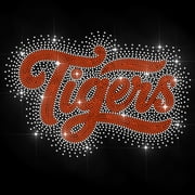 Tigers Text Rhinestone Iron on Hotfix Transfer Wild Animal Heat Transfer Sticker Fashion Tiger Letters Bling Clothing Decoration Applique