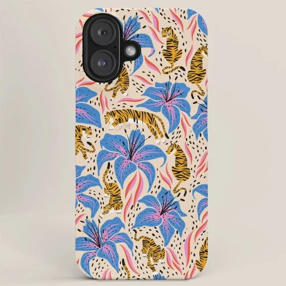 Tigers Tiger Lilies Floral Jungle Protective Case for iPhone 11 12 13 14 15 16 17 Pro Max