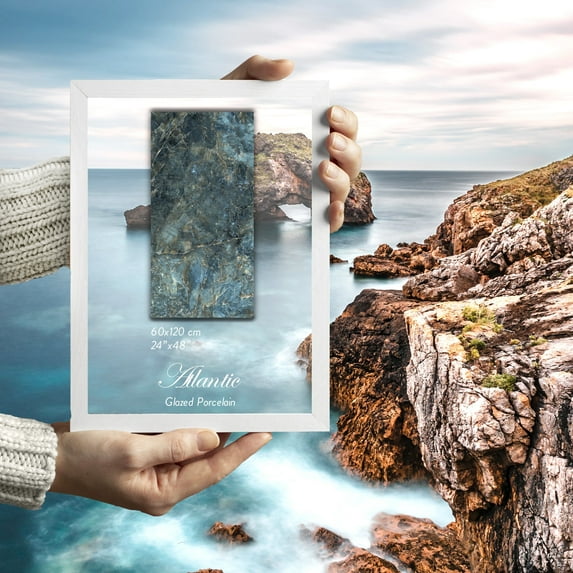 Tigers Tile Corp - 24"x48" - Porcelain tile (PALLET 34 Boxes), The ATLANTIC Ocean colors of Blue-Green, Marble Inspiration, Polished, Indoor, Floor and Wall - Volume Order $5.73 per SF