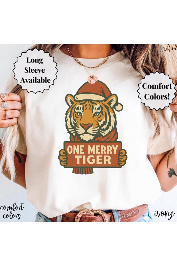 Tigers Xmas Tiger Mascot Holiday School Spirit Cozy Game Day Version Two T-Shirt
