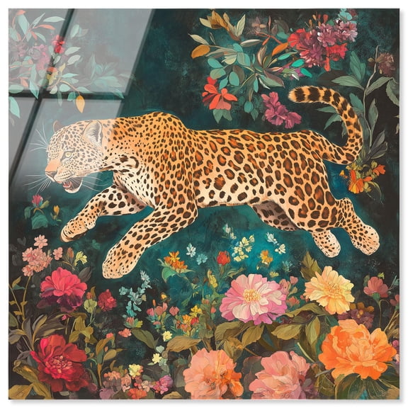 Tigers and Blooms Acrylic Maximalist Wall Art by Art Remedy, Ready to Hang, 24 x 24