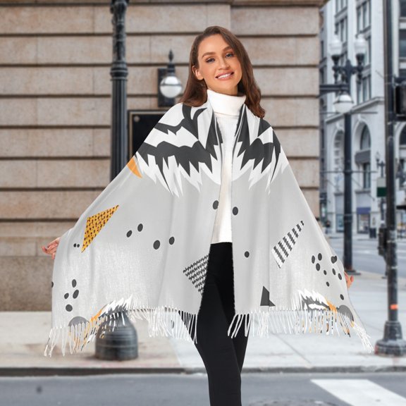 Tigers on Gray Winter Scarf for Women Fashion Warm Long Soft Blanket Scarves Gifts