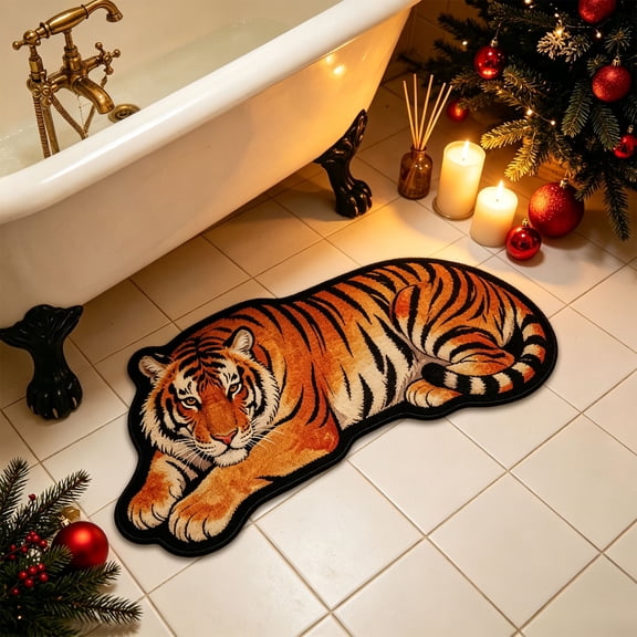 Tigerss Shaped Area Rug, Creatives Decor Floor Mat, Irregular Shaped Accents Rug For Bathroom Living Room Bedroom Indoor Home Decor (1PC, Tigerss)