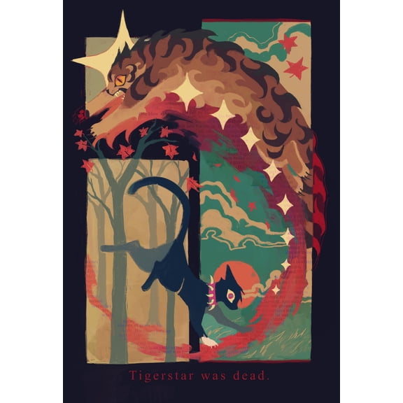 Tigerstar And Scourge Warrior Cats Print Poster Vintage Style Wall Decor, Poster Only