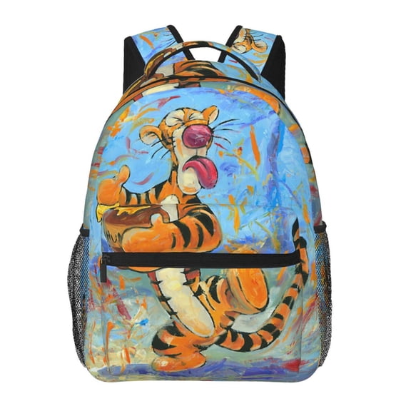 Tigger Backpacks All Over Print Cartoon Lightweight Bookbag Daypack Kawaii Laptop Bag Rucksack for Travel Hiking Work School