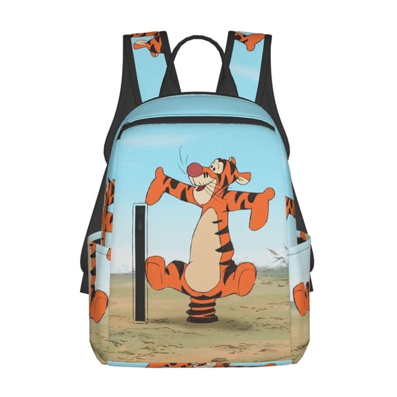 Tigger Backpacks Cute Cartoon Lightweight Unisex Bookbag Daypack Anime Laptop Bag Rucksack for Travel Hiking School