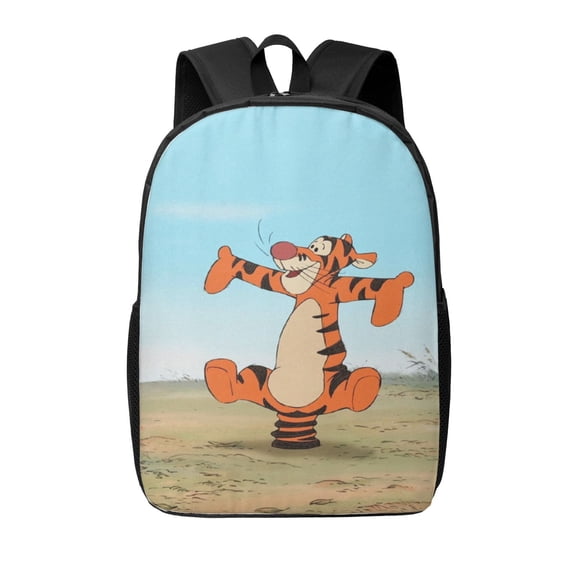 Tigger Cartoon Backpacks Lightweight 17 Inch Large Capacity Unisex Bookbag Anime Laptop Bag for Travel Hiking Work School
