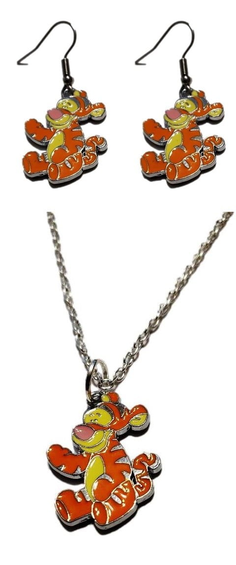 Tigger Cartoon Character Figure Metal Pendant Necklace And