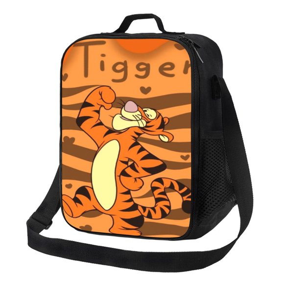 Tigger Cartoon Insulated Lunch Bag With Adjustable Shoulder Strap, Anime Reusable Lunch Box, Portable Cooler Tote Bag For School Work Office Travel Picnic