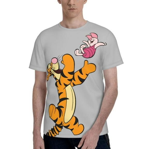 Tigger Men's T Shirts Cartoon Graphic Short Sleeve Tees Novelty Casual Unisex Adults Tee Shirt Tops