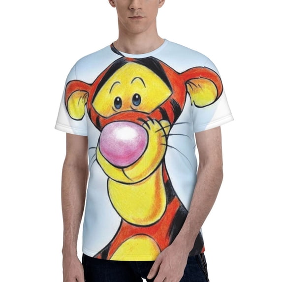 Tigger Men's T Shirts Cartoon Graphic Short Sleeve Tees Novelty Casual Unisex Adults Tee Shirt Tops