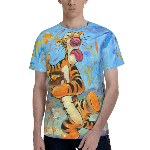 Tigger Men's T Shirts Cartoon Graphic Short Sleeve Tees Novelty Casual Unisex Adults Tee Shirt Tops