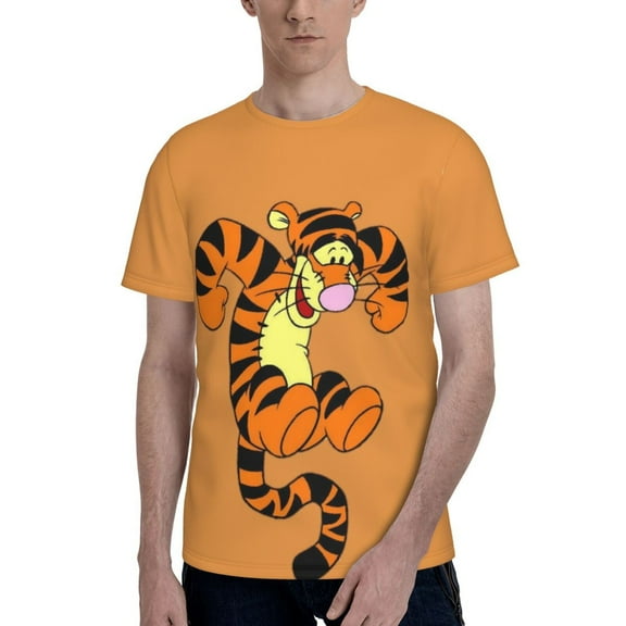Tigger Men's T Shirts Cartoon Graphic Short Sleeve Tees Novelty Casual Unisex Adults Tee Shirt Tops