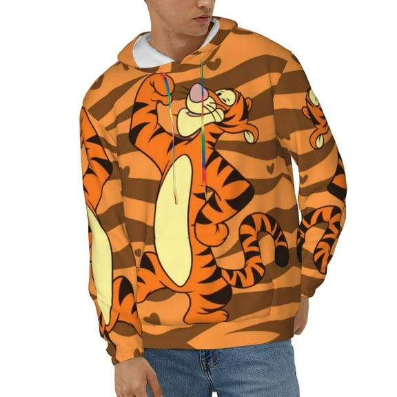 Tigger Unisex Hoodies 3D Print Hooded Sweatshirt for Men Women, Long Sleeve Fall Pullover Top with Pockets