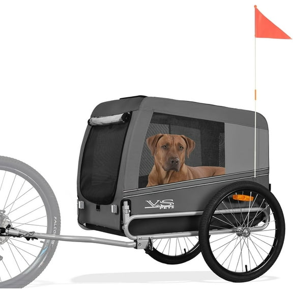 Tiggo Veelar Sports Large Pet Bike Trailer for Medium or Large Sized Dog or Multiple Small Dogs, Foldding Frame Bicycle Carrier Up to 78 LBS Parking Brakes,Low Center of Gravity