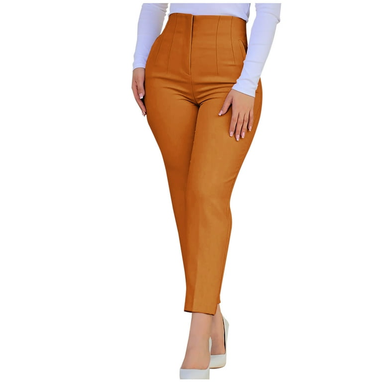 Tight Skinny Full Length Pants for Women Fashion SMihono Clearance Daily  Women's Stylish Slim Fitting Casual Color Pants Orange 8