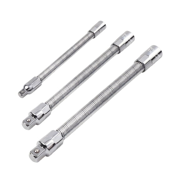 Tight Space Auto Repair Accessory, Bendable Socket Extension Shaft Set 3pcs for Ratchet Wrench Garage Jobs Use Daily