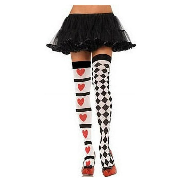 Opaque Tights Adult Red Whte Opaque Tights Adult Red Whte