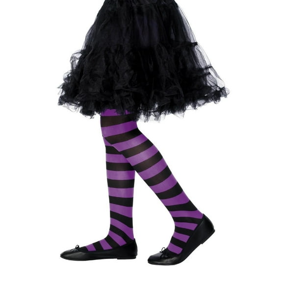 Tights Kids Purple Black Girls Costume Medium Female Fancy Dress Party Book Week Halloween