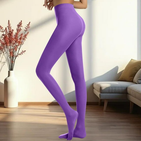Tights Under $ 10 Purple Semi Opaque Teenagerss Leggings Solid Color Footed Pantyhose Tights