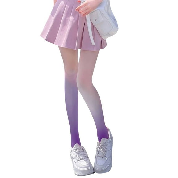 Tights for Women, Yigetop Women Pantyhose Women's Pantyhose Gradient Contrast Color High Elasticity Skinny Thin Soft Cosplay Performance Tights Long Socks Pantyhose for Women Purple One Size