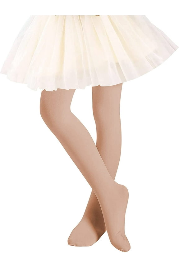 Tights for Girls Toddler Transition Ballet Leggings Ultra-Soft Footed Dance Stockings School Uniform Tight Nude M