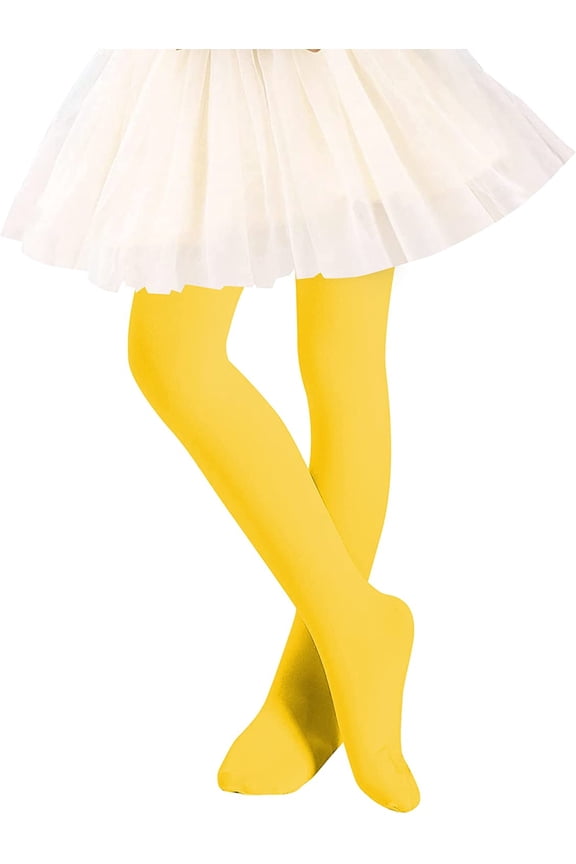 Tights for Girls Toddler Transition Ballet Leggings Ultra-Soft Footed Dance Stockings School Uniform Tight Yellow S