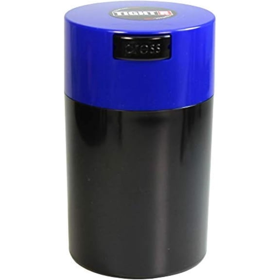 Tightvac 1 oz to 6 ounce - Patented Airtight Container | Multi-use Vacuum Container Works as Smell Proof Containers for Herbs and Dry Goods. Dark Blue Cap &Black Body