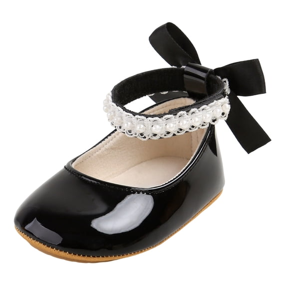 Tigivemen Baby Girls Mary Jane Flats Infant Newborn Walking Shoes Princess Wedding Dress Shoe Black Size 13