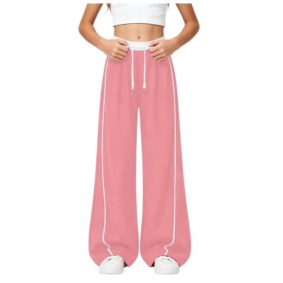 Tigivemen Baggy Sweatpants Wide Leg Pants Teen Girl Clothes High Waisted Drawstring Sweatpant Outdoor Hiking Pant Pink,4-5 Years