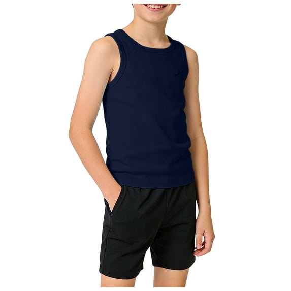 Tigivemen Boys T Shirts Sleeveless Sports Tank Tops for Toddler Boy Casual Summer Clothes Cartoon Printed Tanks Navy Size 13-14 Years