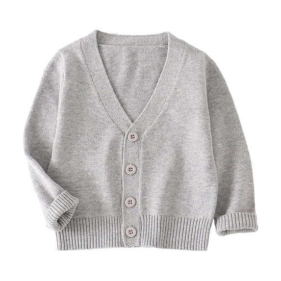 Tigivemen Cropped Cardigan for Toddlers Thermal Knitted Sweaters Solid Color Long Sleeve Sweater Size 12-18 Months,Grey
