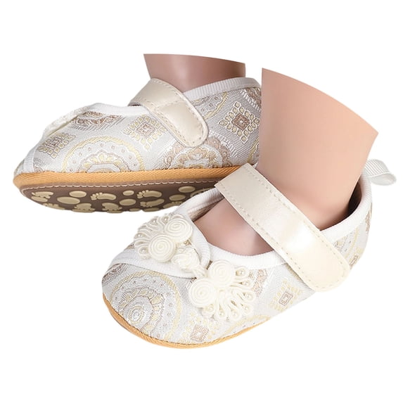 Tigivemen Flower Girl Dress Shoes Infant Baby Mary Jane Flats with Non Slip Bow Cirb Shoe for Newborn White Size 3