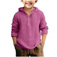 thumbnail image 1 of Tigivemen Hoodied Henley Shirts for Boys Long Sleeve School Shirt with Buttons Casual Beach Jacket Tshirts Dark Purple Size 8-9 Years, 1 of 4