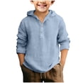 thumbnail image 1 of Tigivemen Hoodied Henley Shirts for Boys Long Sleeve School Shirt with Buttons Casual Beach Jacket Tshirts Sky Blue Size 12-13 Years, 1 of 4