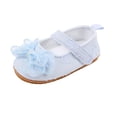 thumbnail image 1 of Tigivemen Infant Baby Girls Mary Jane Flats with Lace Bow Soft Sole Wedding Dress Shoes for Girl Sky Blue Size 3, 1 of 9