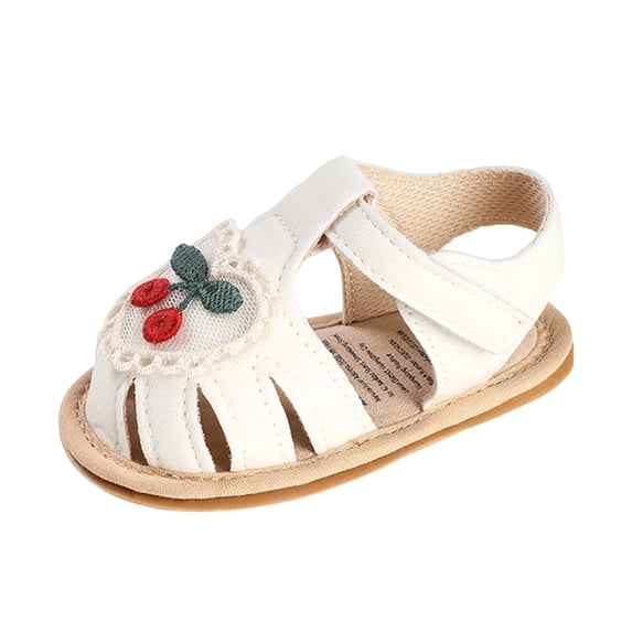Tigivemen Infant Girls Closed-Toe Sandals Summer Flower Dress Shoes for Toddler Newborn White Size 4