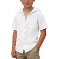 thumbnail image 1 of Tigivemen Short Sleeve T Shirts for Boys with Pockets Casual Henley Shirt Boys Solid Button Down Hoodie Shirts White Size 9-10 Years, 1 of 5