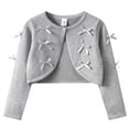 thumbnail image 1 of Tigivemen Shrug Sweaters for Girls with Bow Sweat Long Sleeve Cropped Cardigan Kids Clothes Size 1-2 Years,Grey, 1 of 5