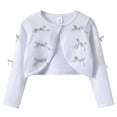 thumbnail image 1 of Tigivemen Shrug Sweaters for Girls with Bow Sweat Long Sleeve Cropped Cardigan Kids Clothes Size 7-8 Years,White, 1 of 5