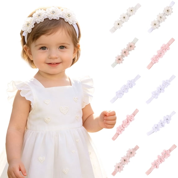 Tigivemen Stretchy Flower Crown for Baby Girls Elastic Floral Hairbands Head Wraps Hair Accessories
