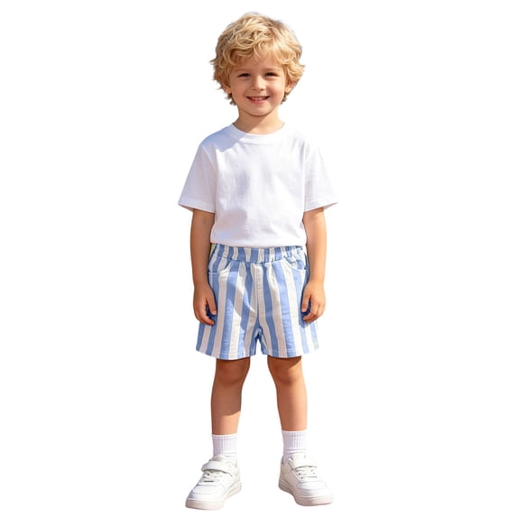 Tigivemen Striped Gym Shorts for Boys Athletic Basketball Sweatshorts Toddlers Workout Shorts 2-3Y,Blue