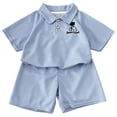 thumbnail image 1 of Tigivemen Summer Outfits Short Sleeve T Shirts 2Pcs Set for Toddler Girls Boys Lapel Cartoon Baby Clothes Blue,18-24 Months, 1 of 4