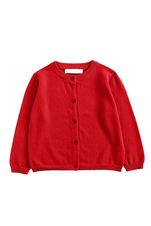 Thermal Undershirts Cardigan Sweaters for Toddlers Button Down Knitted Sweaters Size 2-3 Years,Red