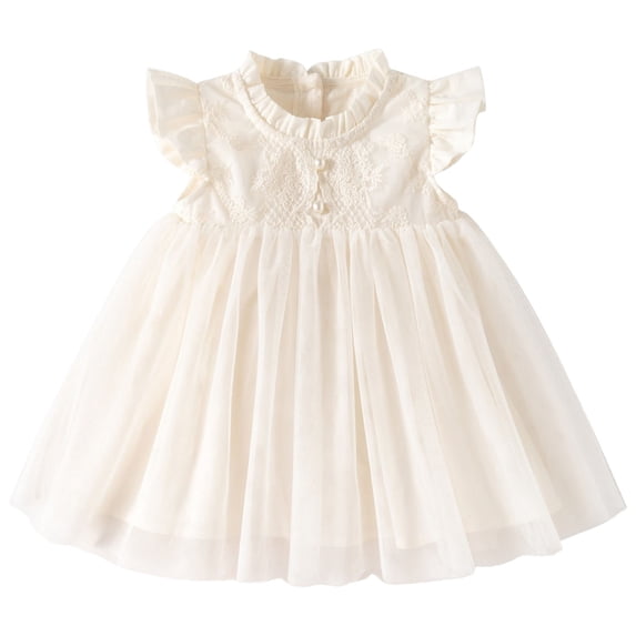 Tigivemen Toddler Baby Girl Summer Dress with Lace Stylish Ruffle Flutter Sleeve Princess Dresses Party Outfits for Girls Size 3-6 Months