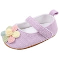 thumbnail image 1 of Tigivemen Toddler Baby Girls Cirb Shoes Infant Newborn Flower Cotton Walking Shoe Mary Jane Flats Purple Size 5, 1 of 8