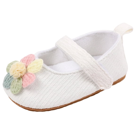 Tigivemen Toddler Baby Girls Cirb Shoes Infant Newborn Flower Cotton Walking Shoe Mary Jane Flats White Size 5
