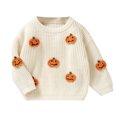 thumbnail image 1 of Tigivemen Toddler Baby Pullover Tops Pumpkin Printed Long Sleeve Sweaters for Kids Halloween Outfits Size 12-18 Months,Beige, 1 of 6